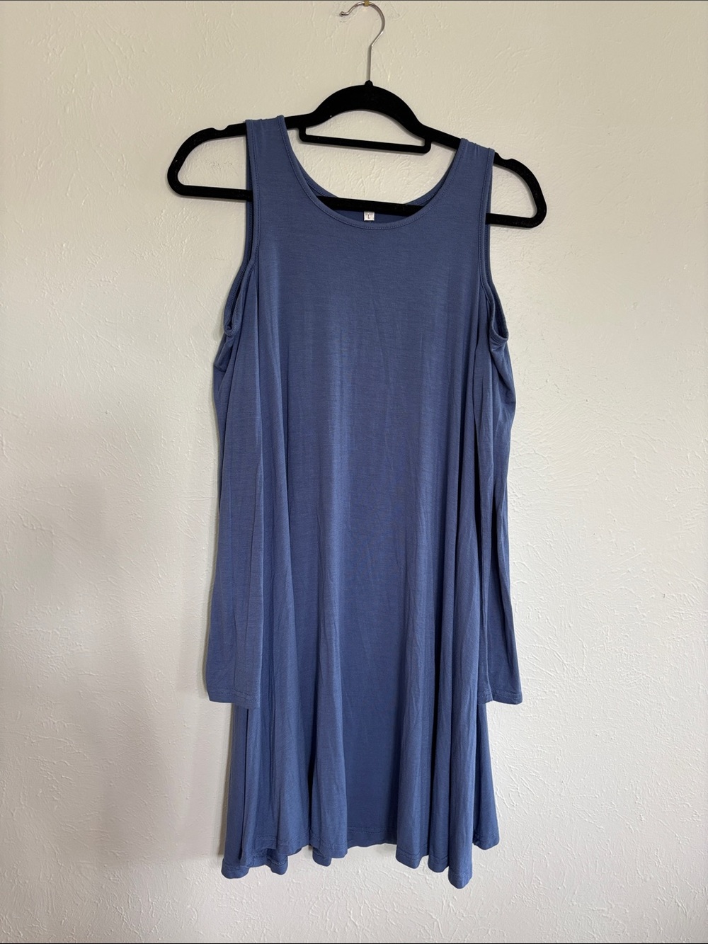 Blue Long Sleeve Open Shoulder Dress